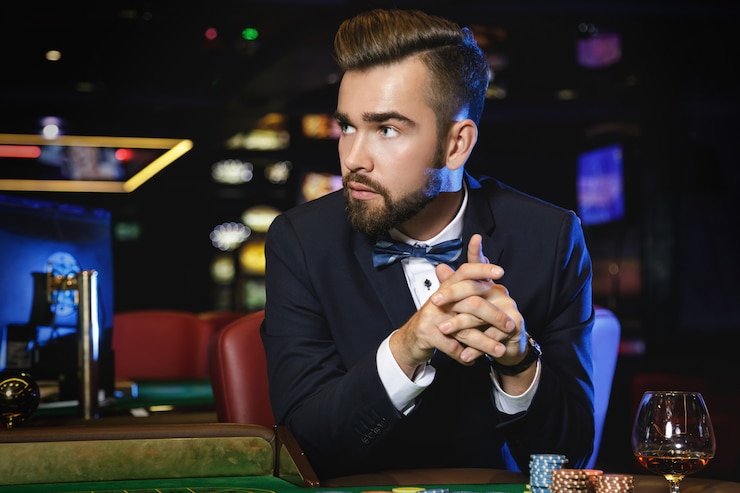 Tata letak taruhan French Roulette dengan label Bahasa Indonesia
